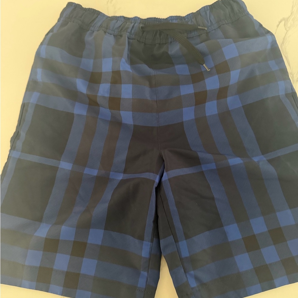 Burberry Blue and Black Plaid Swim Trunks